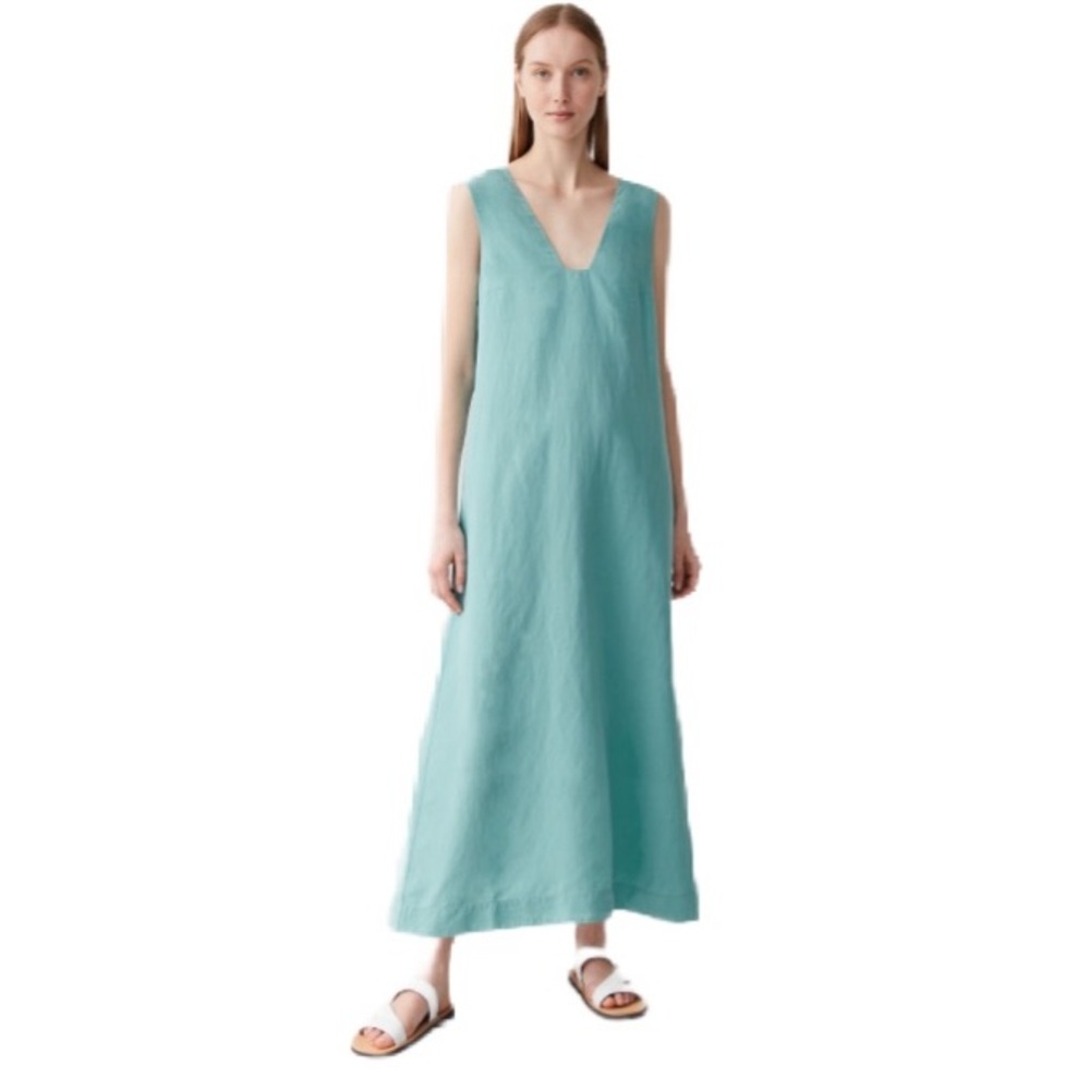 NWT COS Linen Lagenlook Sleeveless Beach Pocket Maxi Dress Size 6